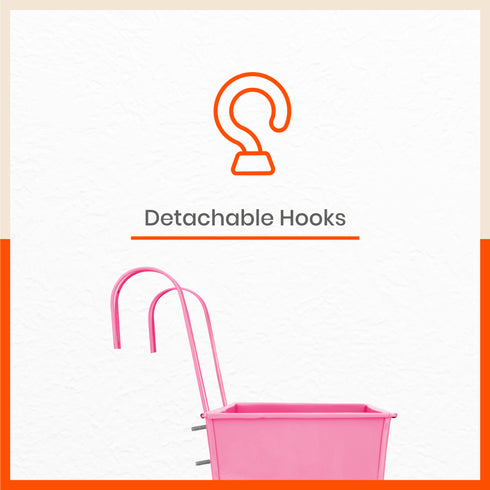 LEA Hanging Metal Pot Holders / Planters for Home / Balcony / Garden | Pink - Set of 2